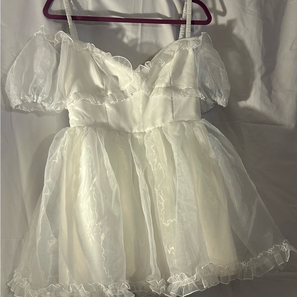 Dolls Kill Cream Puff Sleeve Mini Dress